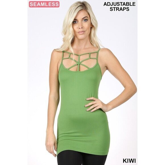 Seamless Kiwi Green Top with Adjustable Straps Size‎ L/XL - Picture 6 of 9
